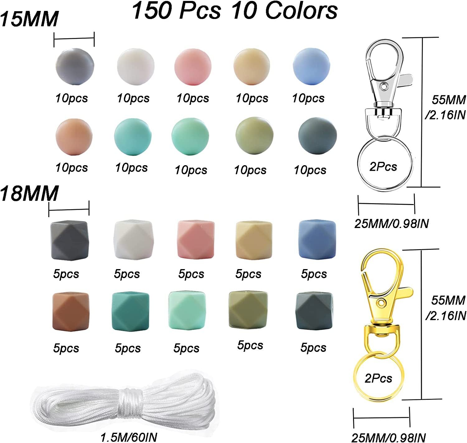Tener transferencia de agua de 15 mm Impresión de fútbol Beads de silicona